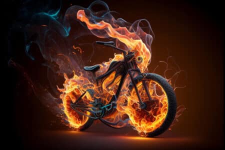 Fahrrad in Flammen
