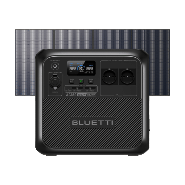 BLUETTI AC180 Tragbare Powerstation | 1800 W 1152 Wh, AC180+PV350 | 1800 W 1152 Wh | 350 W Solar-Kit