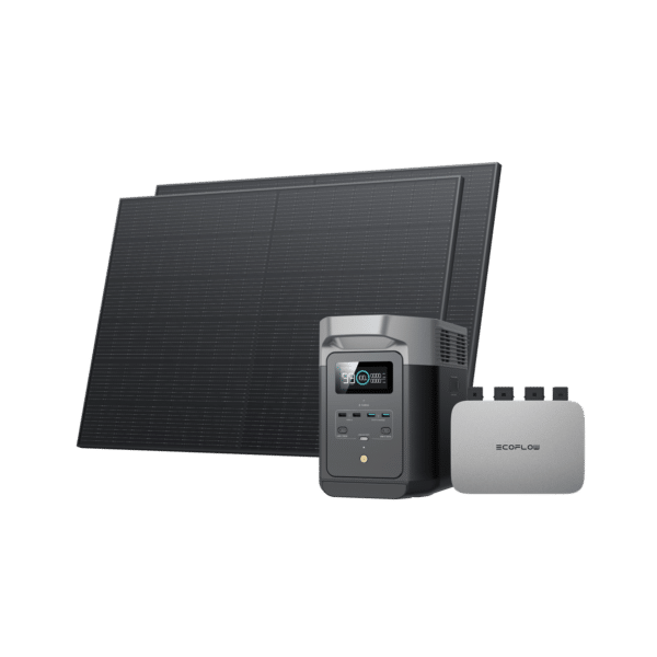 EcoFlow PowerStream Balkonkraftwerk 800W für Wand | Bundles: 800W + 2 x 400W Starres Solarpanel + DELTA 2 (1kwh) mit Batteriekabel | Zubehör: Ohne | Mehrwertsteuer: 0 % MwSt. (Nur Deutschland)