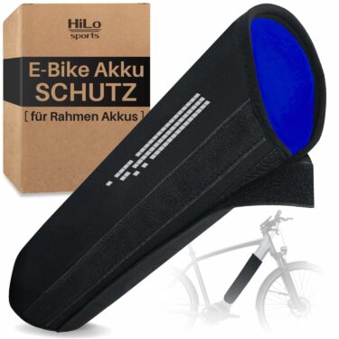 HiLo sports E-Bike Akku Schutzhülle - [Für 28-42 cm Rahmenumfang] - Thermoschutzhülle fürs E Bike - Schützt vor Kälte und Schmutz - Neopren Akku Schutz (Blau)