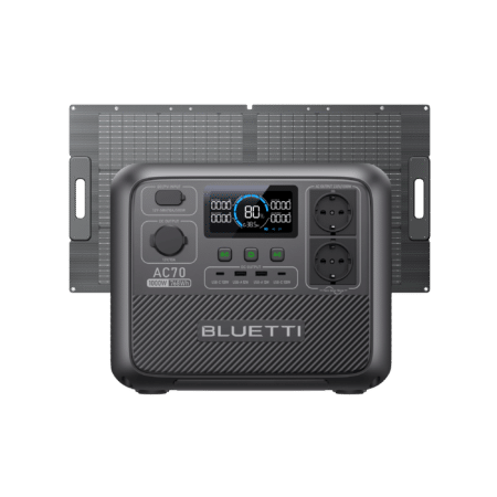 BLUETTI AC70 Powerstation | 1.000 W 768 Wh - BLUETTI DE, AC70+PV100D | 1000W 768Wh 100 W Solar-Kit