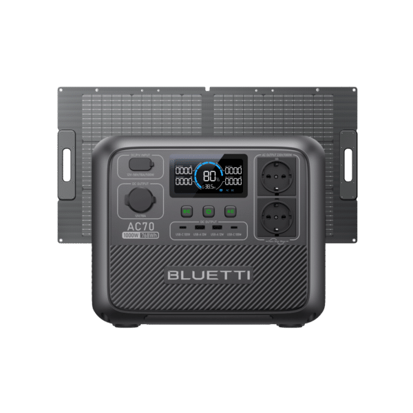 BLUETTI AC70 Powerstation | 1.000 W 768 Wh - BLUETTI DE, AC70+PV100D | 1000W 768Wh 100 W Solar-Kit