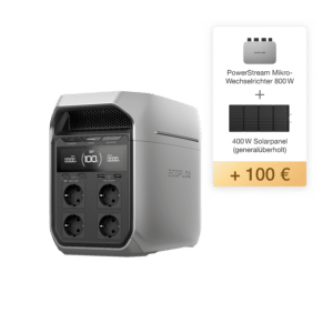 EcoFlow DELTA 3 Serie Tragbare Powerstation | Modell: 0 % MwSt. (Nur DE) DELTA 3 Plus+ PowerStream und 400 W Tragbares Solarpanel (Generalüberholt) | Zubehör: DELTA 3 Intelligente Zusatzbatterie